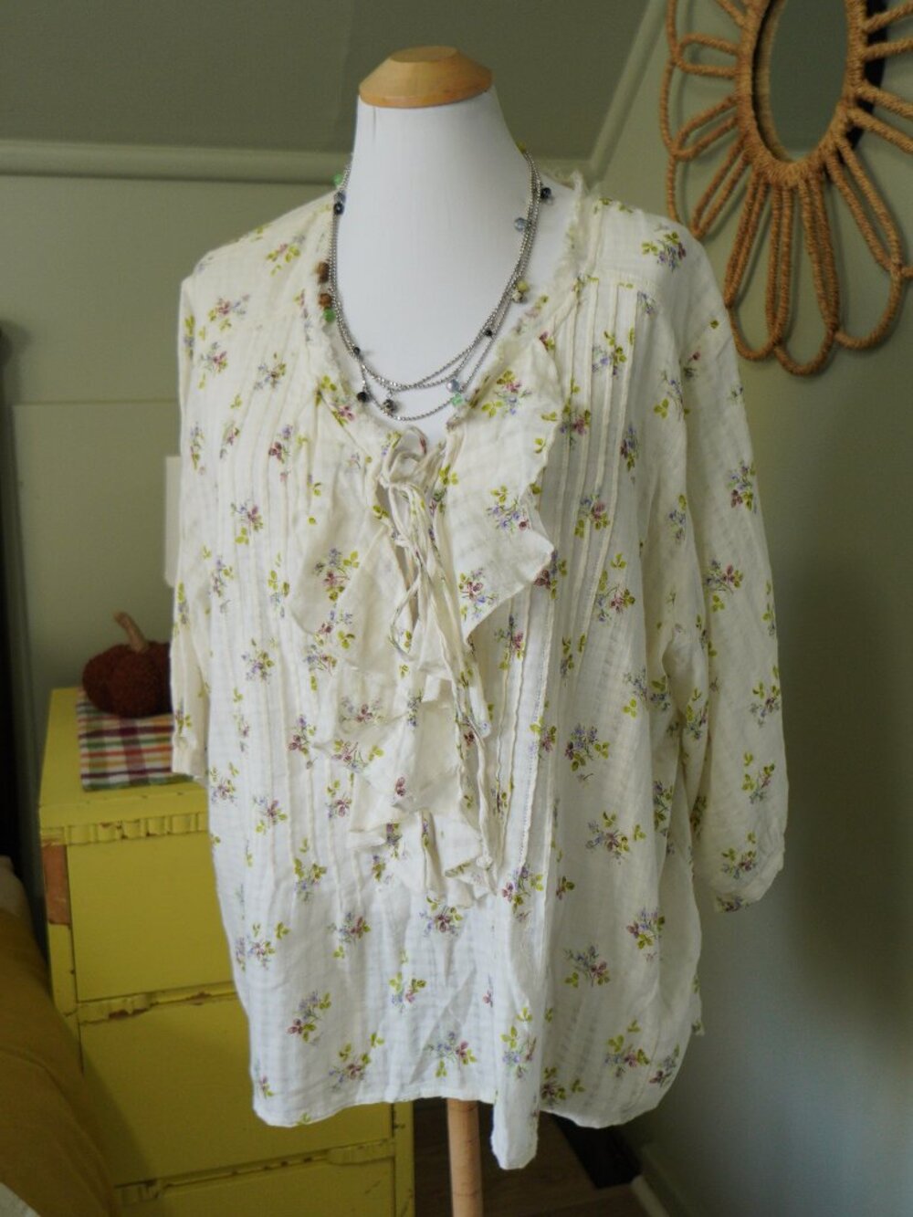 floral pattern ralph lauren cotton long sleeve blouse